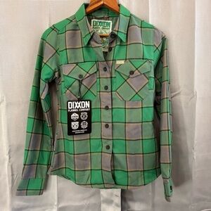 NWT Dixxon Flannel Shirt Auld Pub Green Plaid Long Sleeve Button Down Small